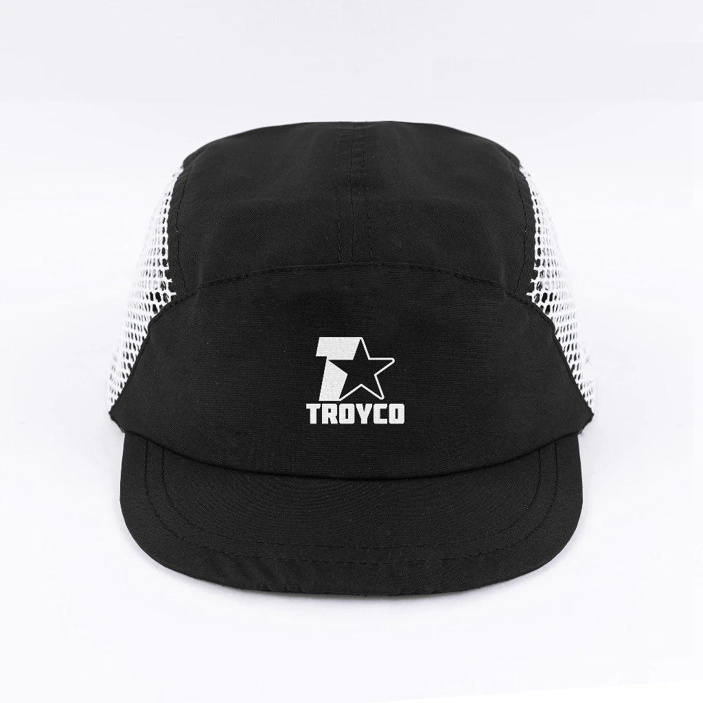 [Free Box] Troy Company Active Cap Cycling Cap Black White Starco - Topi Outdoor Topi Lari Topi Sepeda Hitam Putih ACD 3470