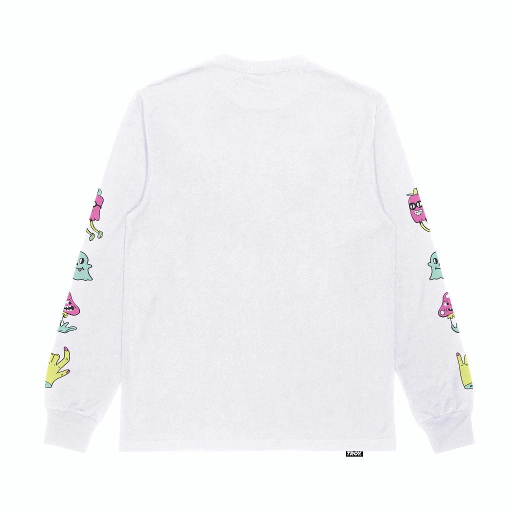 Troy Company Double Sleeve Tshirt White Stripe Binding - Kaos Putih Lengan Panjang DS 3395