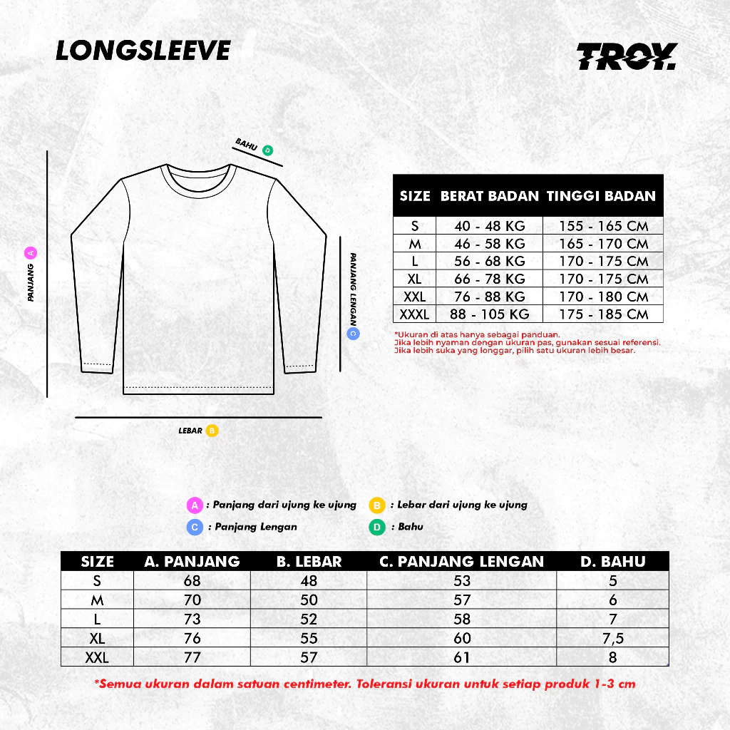 Troy Company Double Sleeve Tshirt White Stripe Binding - Kaos Putih Lengan Panjang DS 3395